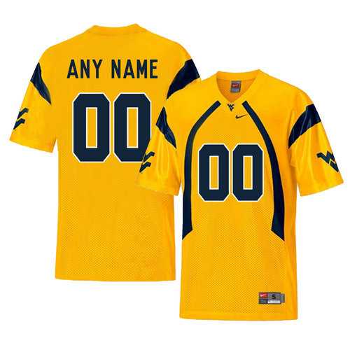 Mens West Virginia Mountaineers Gold Customized College Football Jersey